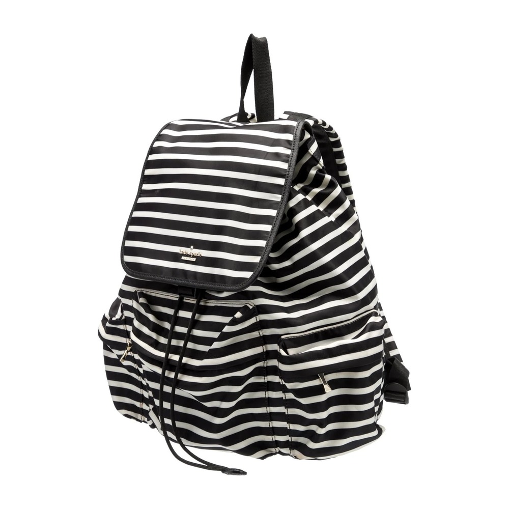 Kate Spade New York Classic Back Pack Black White Stripe Full Size - Picture 3 of 15